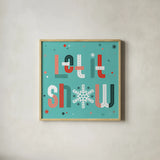 Retro Holiday VI Light Teal by Laura Marshall. Shown in a natural wood glass frame for a timeless modern aesthetic. Available as an archival giclee rolled canvas, fine art paper, or poster print. SKU 65875a.