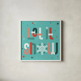 Retro Holiday VI Light Teal by Laura Marshall. Shown in a crisp white glass frame for a clean and minimalist style. Available as an archival giclee rolled canvas, fine art paper, or poster print. SKU 65875a.