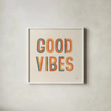 Retro Words I by Laura Marshall. Shown in a crisp white glass frame for a clean and minimalist style. Available as an archival giclee rolled canvas, fine art paper, or poster print. SKU 58577a.
