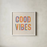 Retro Words I Hippiecurian by Laura Marshall. Shown in a crisp white glass frame for a clean and minimalist style. Available as an archival giclee rolled canvas, fine art paper, or poster print. SKU 70950a.