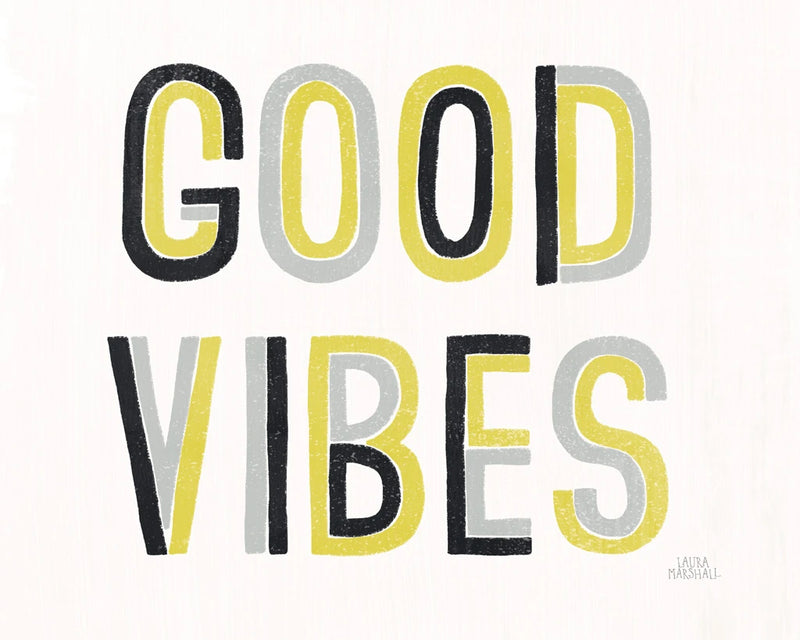 Retro Words I Yellow Black Crop by Laura Marshall