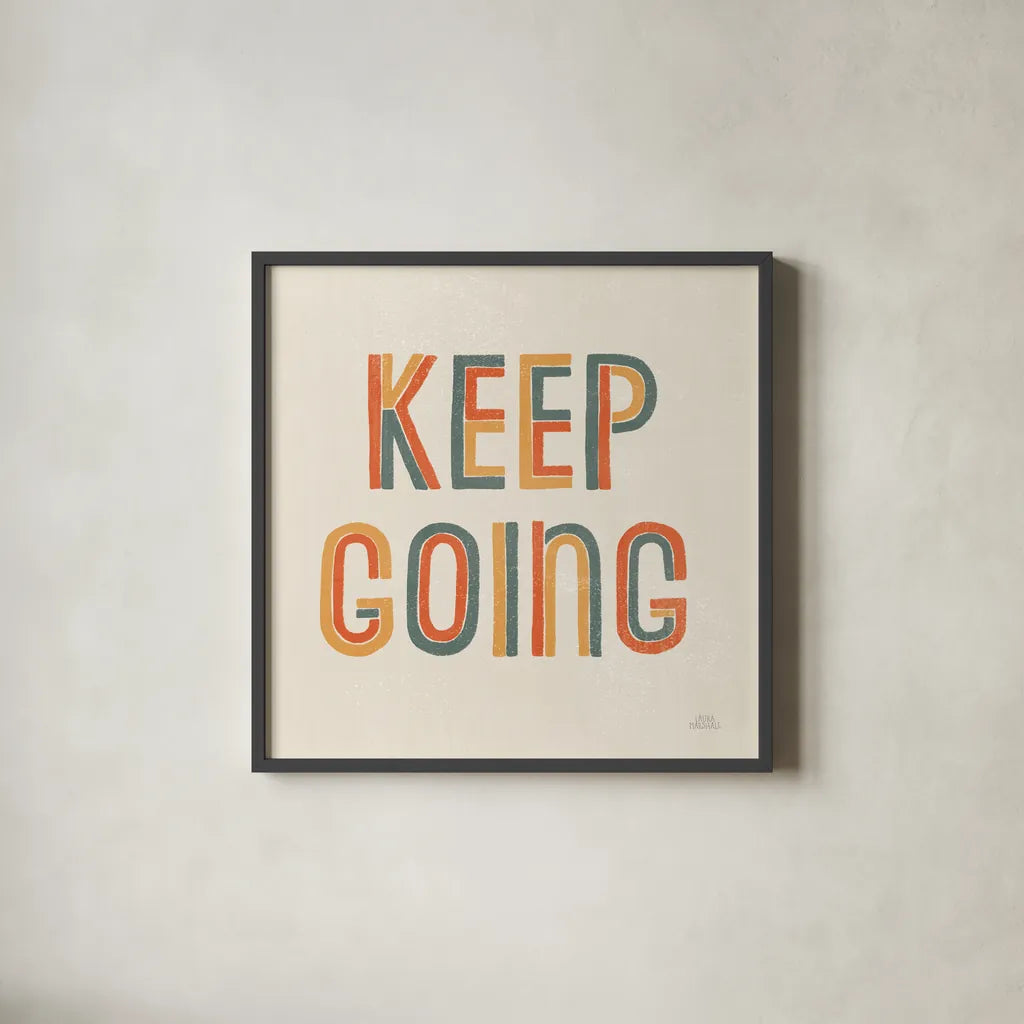 Retro Words II by Laura Marshall. Shown in a sleek black glass frame for a contemporary gallery look. Available as an archival giclee rolled canvas, fine art paper, or poster print. SKU 58578a.