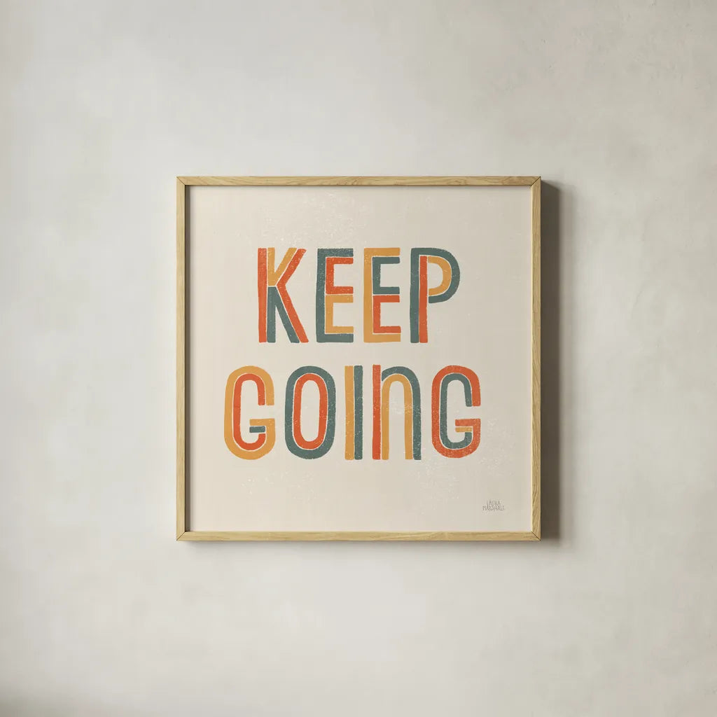 Retro Words II by Laura Marshall. Shown in a natural wood glass frame for a timeless modern aesthetic. Available as an archival giclee rolled canvas, fine art paper, or poster print. SKU 58578a.