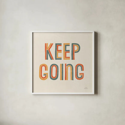 Retro Words II by Laura Marshall. Shown in a crisp white glass frame for a clean and minimalist style. Available as an archival giclee rolled canvas, fine art paper, or poster print. SKU 58578a.