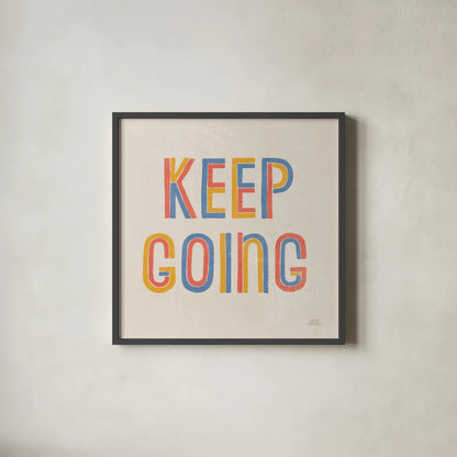 Retro Words II Hippiecurian by Laura Marshall. Shown in a sleek black glass frame for a contemporary gallery look. Available as an archival giclee rolled canvas, fine art paper, or poster print. SKU 70951a.