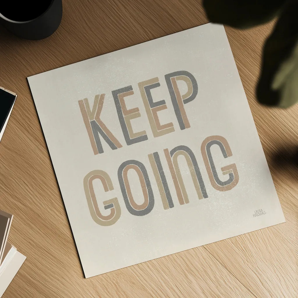 Retro Words II Neutral by Laura Marshall. Shown as a detailed flat fine art print, highlighting archival giclee quality. Available as an archival giclee rolled canvas, fine art paper, or poster print. SKU 64664a.