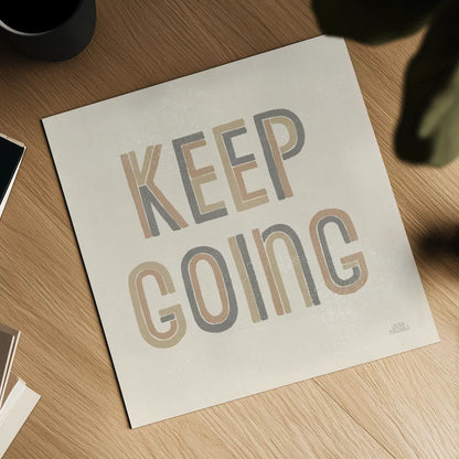 Retro Words II Neutral by Laura Marshall. Shown as a detailed flat fine art print, highlighting archival giclee quality. Available as an archival giclee rolled canvas, fine art paper, or poster print. SKU 64664a.