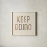 Retro Words II Neutral by Laura Marshall. Shown in a crisp white glass frame for a clean and minimalist style. Available as an archival giclee rolled canvas, fine art paper, or poster print. SKU 64664a.