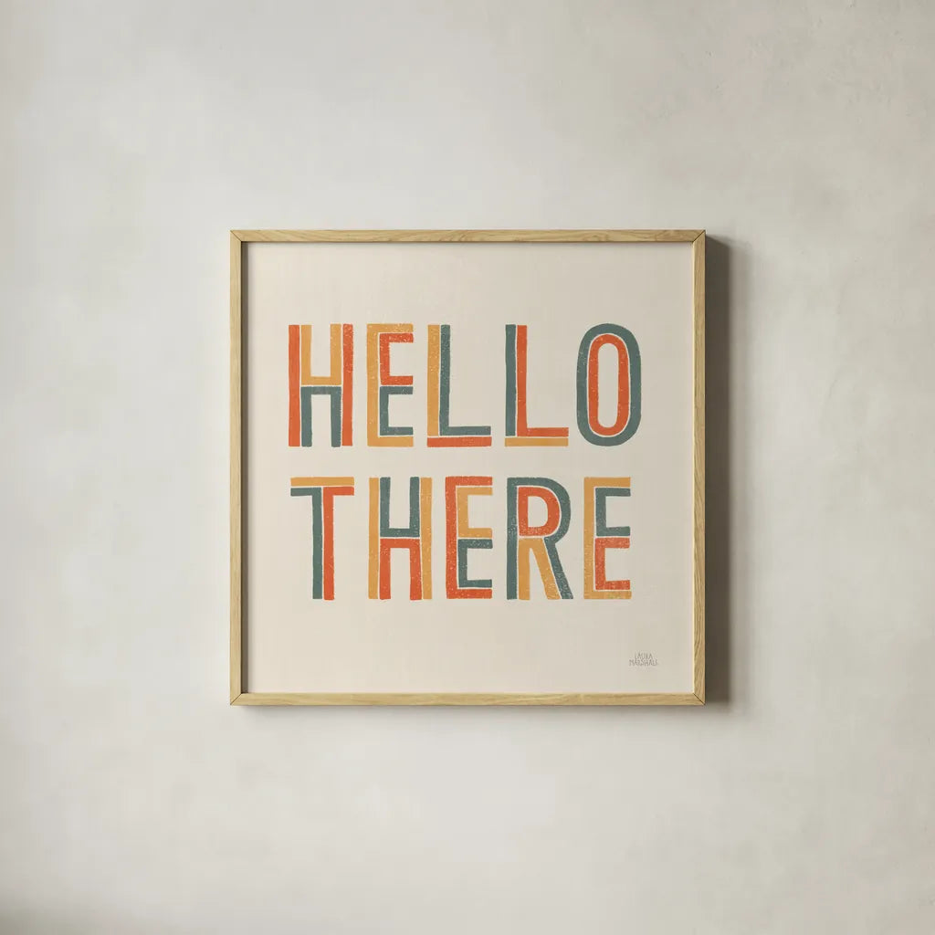 Retro Words III by Laura Marshall. Shown in a natural wood glass frame for a timeless modern aesthetic. Available as an archival giclee rolled canvas, fine art paper, or poster print. SKU 61555a.