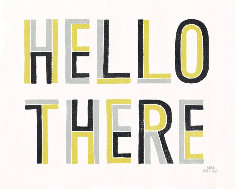 Retro Words III Yellow Black by Laura Marshall