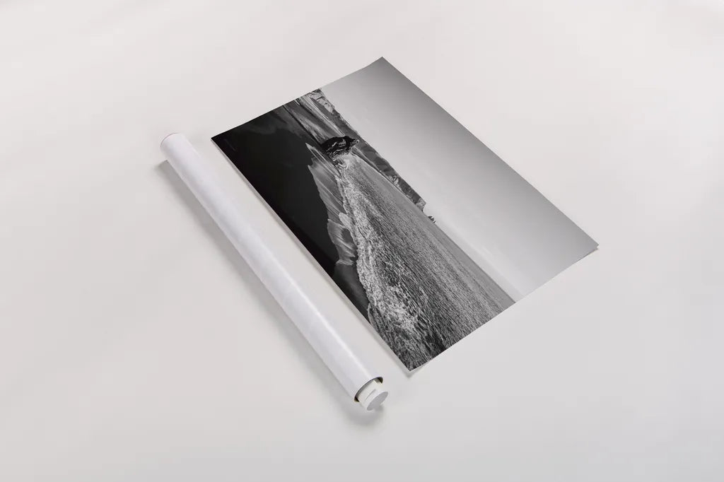 Reynisfjara by Laura Marshall. shown as a rolled paper print. Available as archival giclee rolled canvas, fine art paper, or poster print. SKU 64400i.