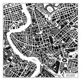 Rome Map Black by Laura Marshall. SKU 60393a. Archival Giclee Fine art print for wall decor.