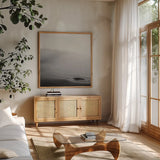Salt Creek II by Laura Marshall. Shown in a natural wood frame in a cozy modern living room. Available as an archival giclee rolled canvas, fine art paper, or poster print. SKU 64403a.