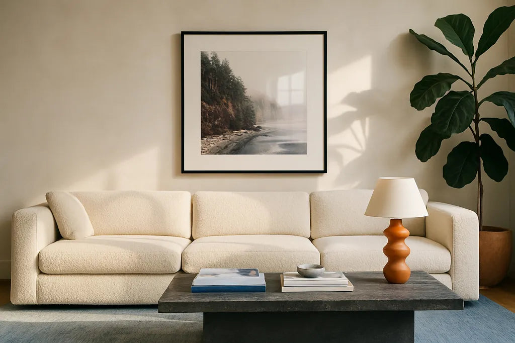 Salt Creek III Color by Laura Marshall. Displayed in a glass frame with matte in a clean modern living room. Available as an archival giclee rolled canvas, fine art paper, or poster print. SKU 78127a.