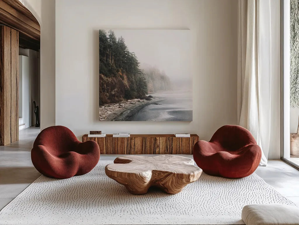 Salt Creek III Color by Laura Marshall. Shown as extra-large giant wall art in a modern living room. Available as an archival giclee rolled canvas, fine art paper, or poster print. SKU 78127a.