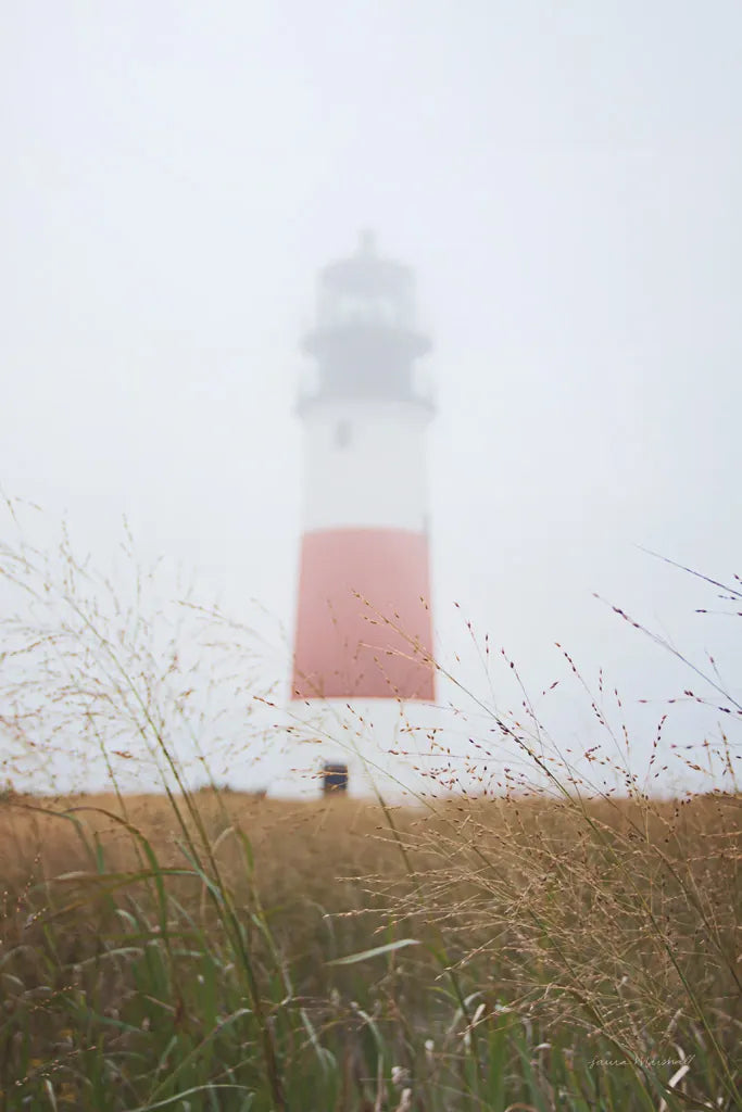 Sankaty Head in the Fog by Laura Marshall. SKU 39642h. Archival Giclee Fine art print for wall decor.