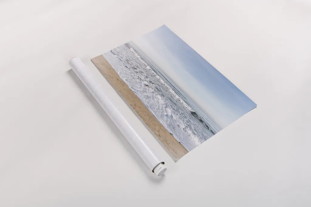 Santa Monica Beach I by Laura Marshall. shown as a rolled paper print. Available as archival giclee rolled canvas, fine art paper, or poster print. SKU 81302i.