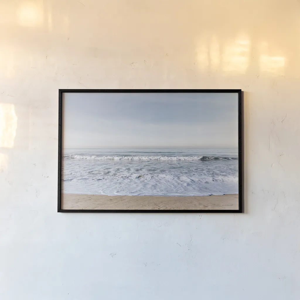 Santa Monica Beach I by Laura Marshall. shown as a paper print in a black flame. Available as a archival giclee rolled canvas, fine art paper, or poster print. SKU 81302i.