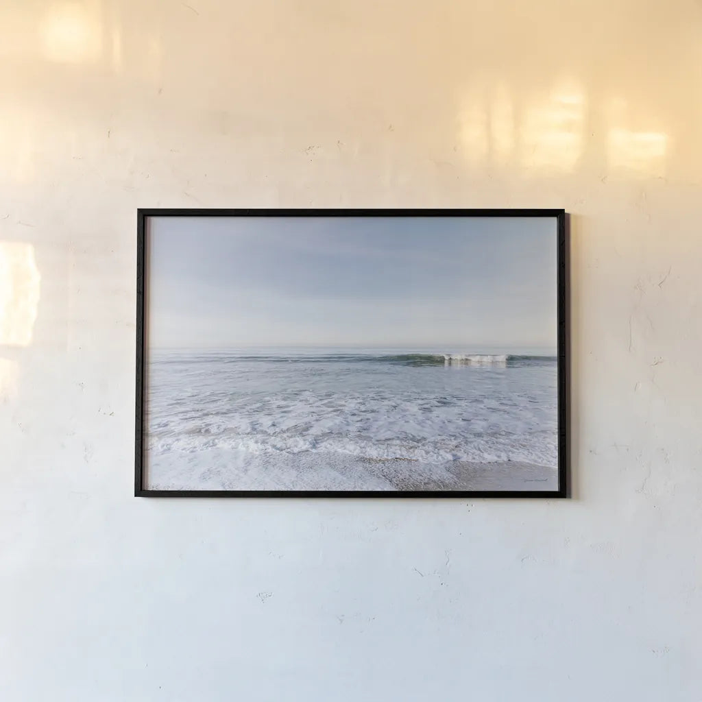 Santa Monica Beach III by Laura Marshall. shown as a paper print in a black flame. Available as a archival giclee rolled canvas, fine art paper, or poster print. SKU 81304i.