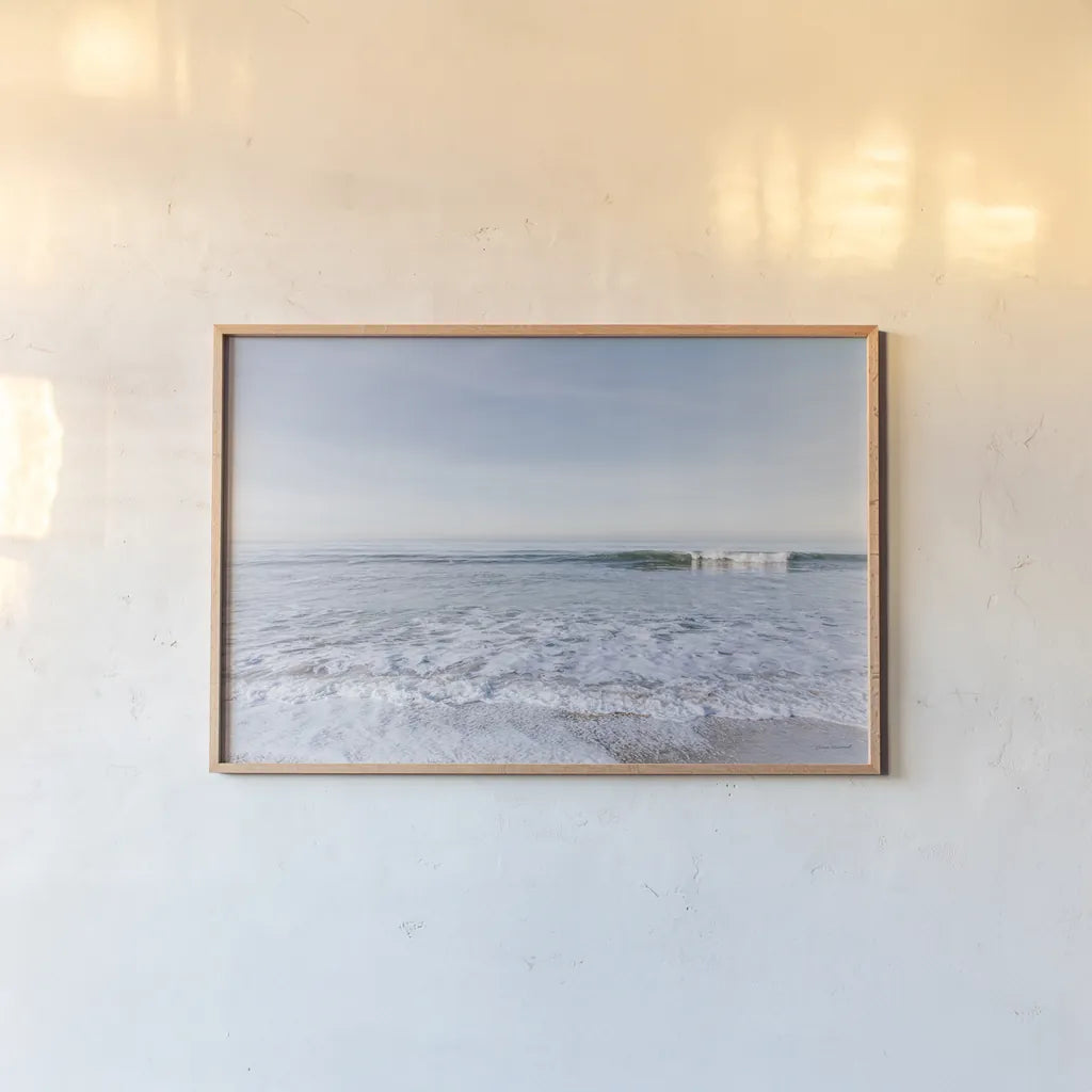 Santa Monica Beach III by Laura Marshall. shown as a paper print in a natural frame. Available as a archival giclee rolled canvas, fine art paper, or poster print. SKU 81304i.