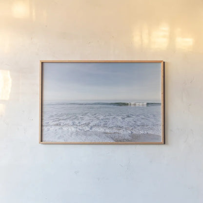 Santa Monica Beach III by Laura Marshall. shown as a paper print in a natural frame. Available as a archival giclee rolled canvas, fine art paper, or poster print. SKU 81304i.