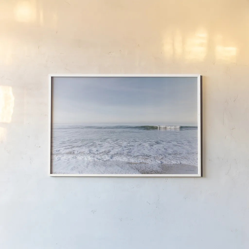 Santa Monica Beach III by Laura Marshall. shown as a paper print in a white frame. Available as a archival giclee rolled canvas, fine art paper, or poster print. SKU 81304i.