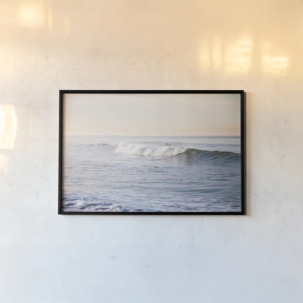 Santa Monica Beach IV by Laura Marshall. shown as a paper print in a black flame. Available as a archival giclee rolled canvas, fine art paper, or poster print. SKU 81305i.