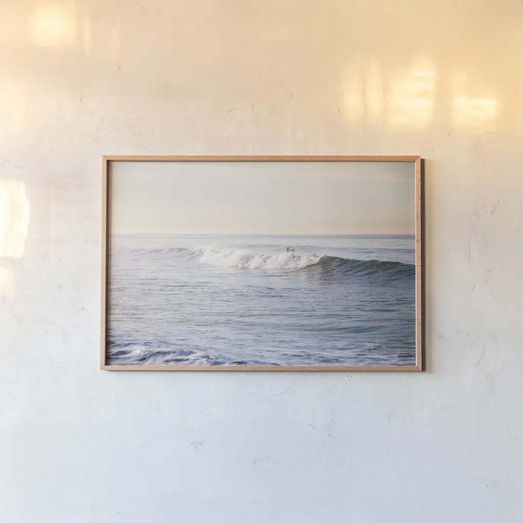 Santa Monica Beach IV by Laura Marshall. shown as a paper print in a natural frame. Available as a archival giclee rolled canvas, fine art paper, or poster print. SKU 81305i.