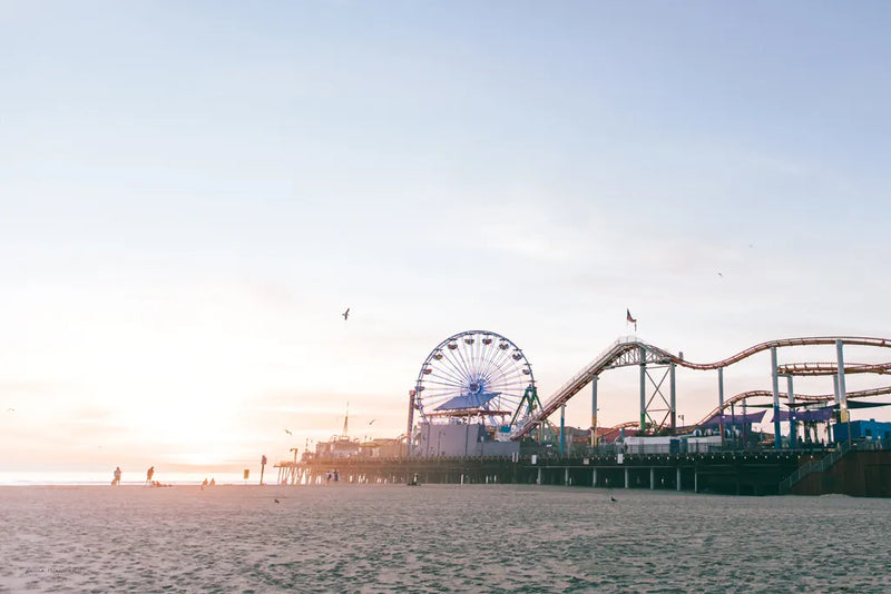 Santa Monica Pier by Laura Marshall. SKU 81306i. Archival Giclee Fine art print for wall decor.