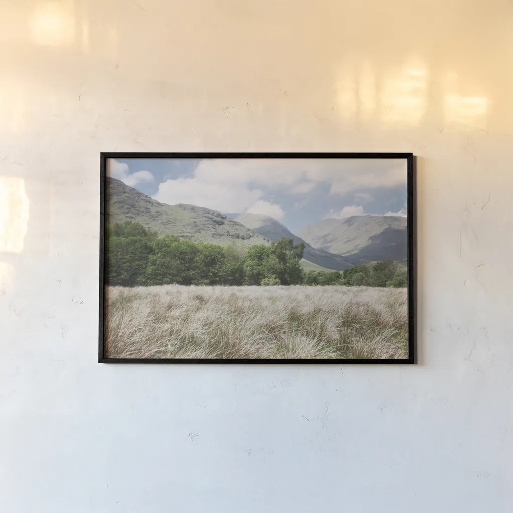 Scottish Highlands III by Laura Marshall. shown as a paper print in a black flame. Available as a archival giclee rolled canvas, fine art paper, or poster print. SKU 63277i.