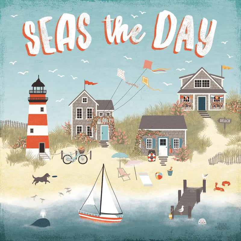Seaside Village II by Laura Marshall. SKU 51992a. Archival Giclee Fine art print for wall decor.