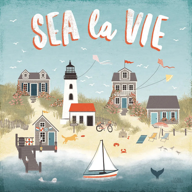 Seaside Village III by Laura Marshall. SKU 51993a. Archival Giclee Fine art print for wall decor.