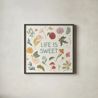 September Sweetness II by Laura Marshall. Shown in a sleek black glass frame for a contemporary gallery look. Available as an archival giclee rolled canvas, fine art paper, or poster print. SKU 69610a.