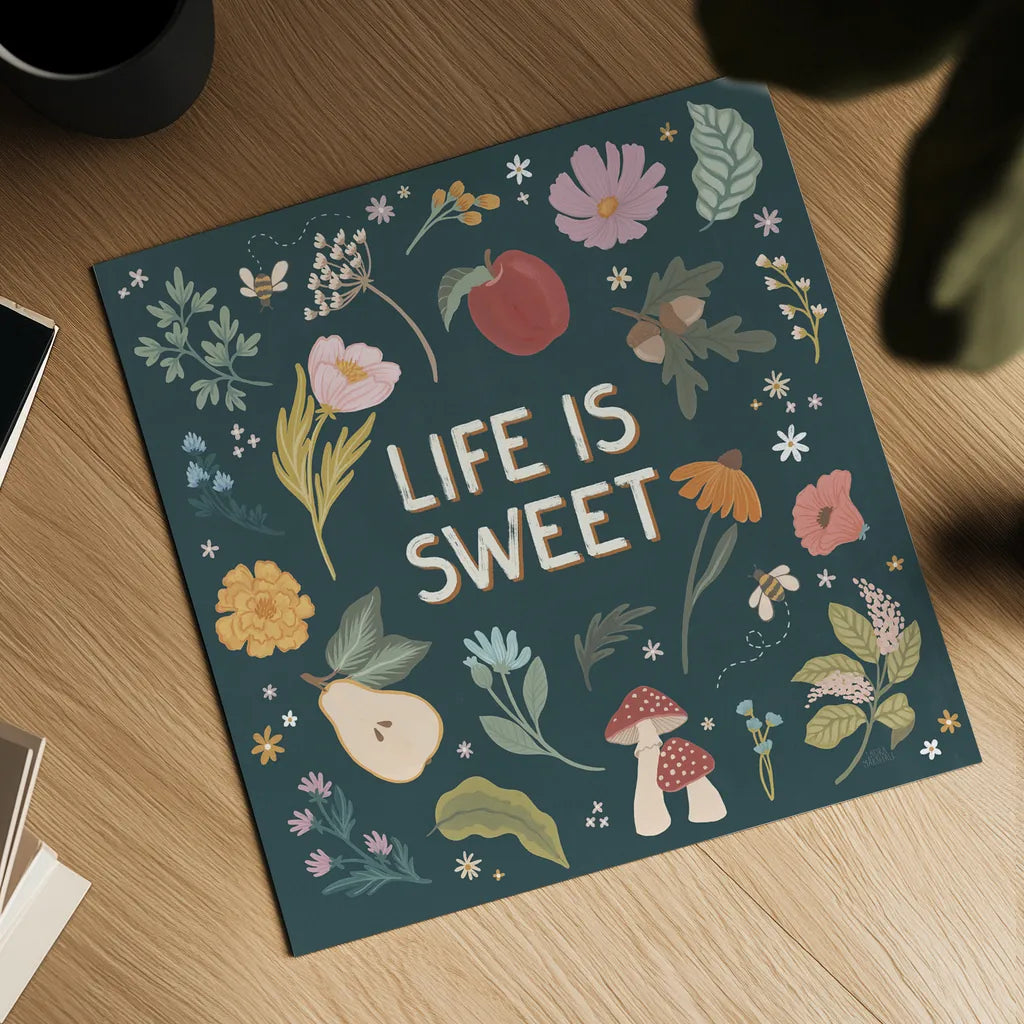 September Sweetness II Dark by Laura Marshall. Shown as a detailed flat fine art print, highlighting archival giclee quality. Available as an archival giclee rolled canvas, fine art paper, or poster print. SKU 69619a.