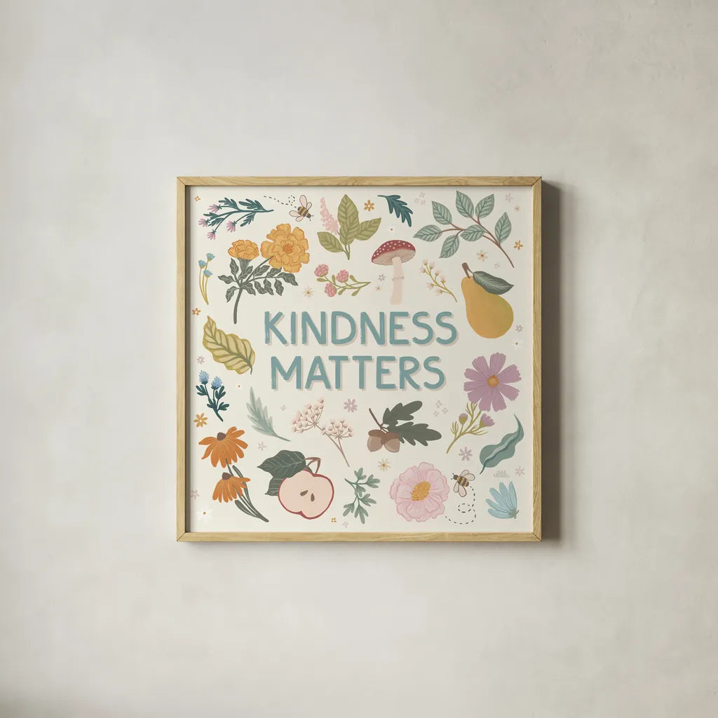 September Sweetness III by Laura Marshall. Shown in a natural wood glass frame for a timeless modern aesthetic. Available as an archival giclee rolled canvas, fine art paper, or poster print. SKU 69611a.