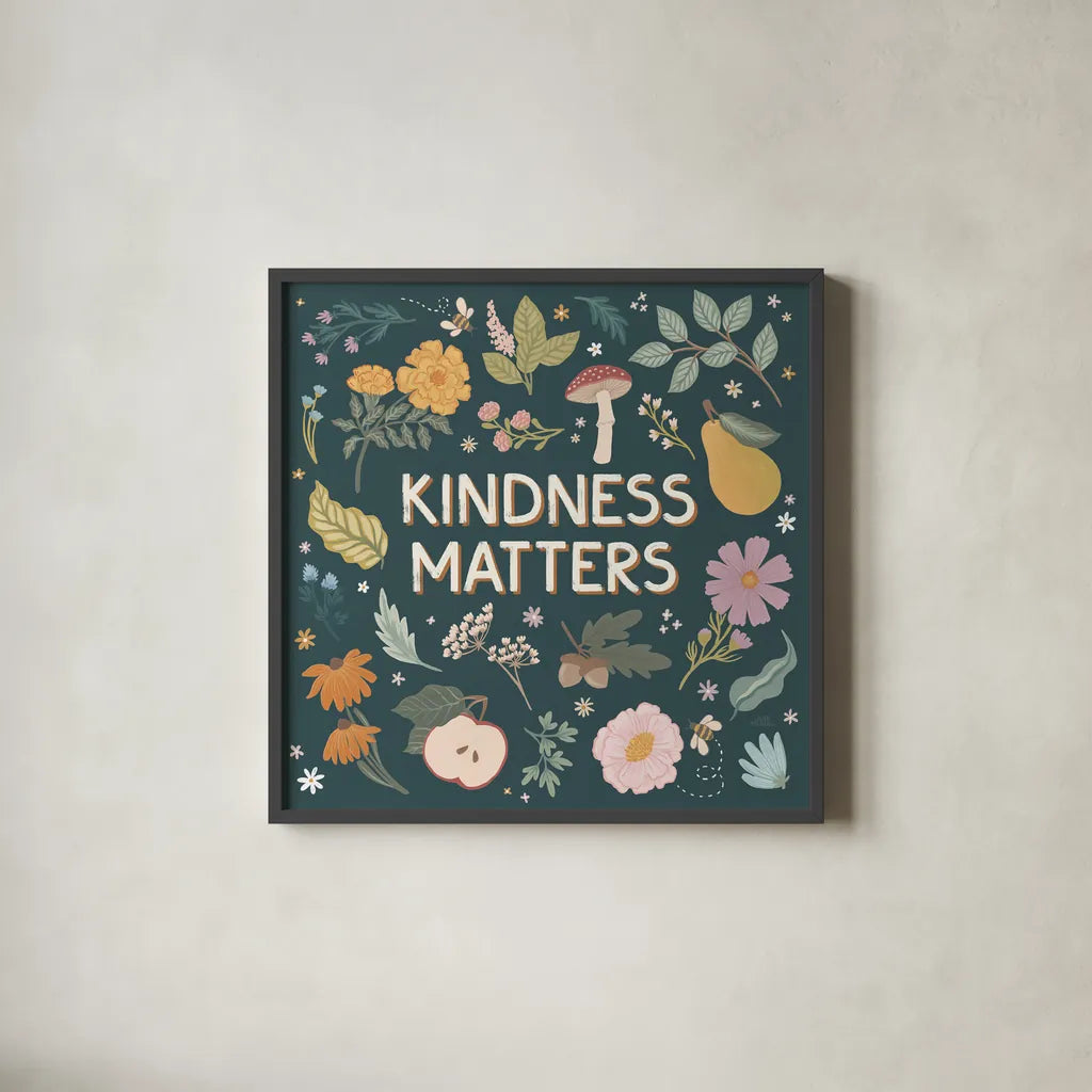 September Sweetness III Dark by Laura Marshall. Shown in a sleek black glass frame for a contemporary gallery look. Available as an archival giclee rolled canvas, fine art paper, or poster print. SKU 69620a.