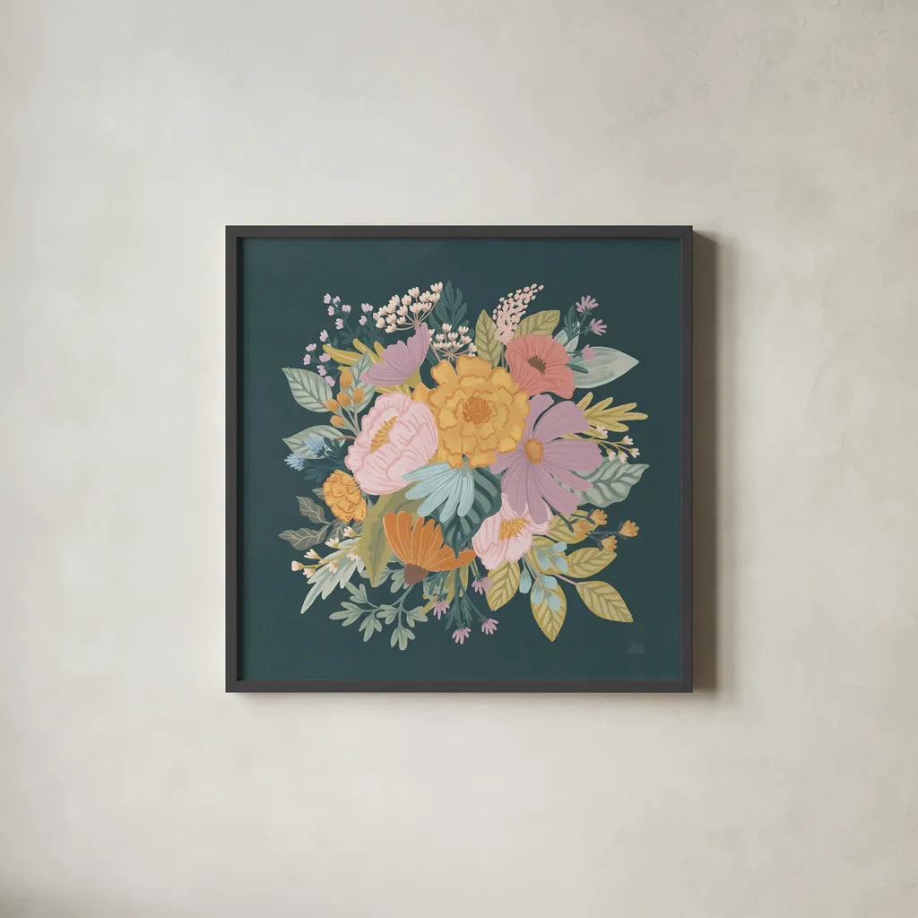 September Sweetness VI by Laura Marshall. Shown in a sleek black glass frame for a contemporary gallery look. Available as an archival giclee rolled canvas, fine art paper, or poster print. SKU 69614a.