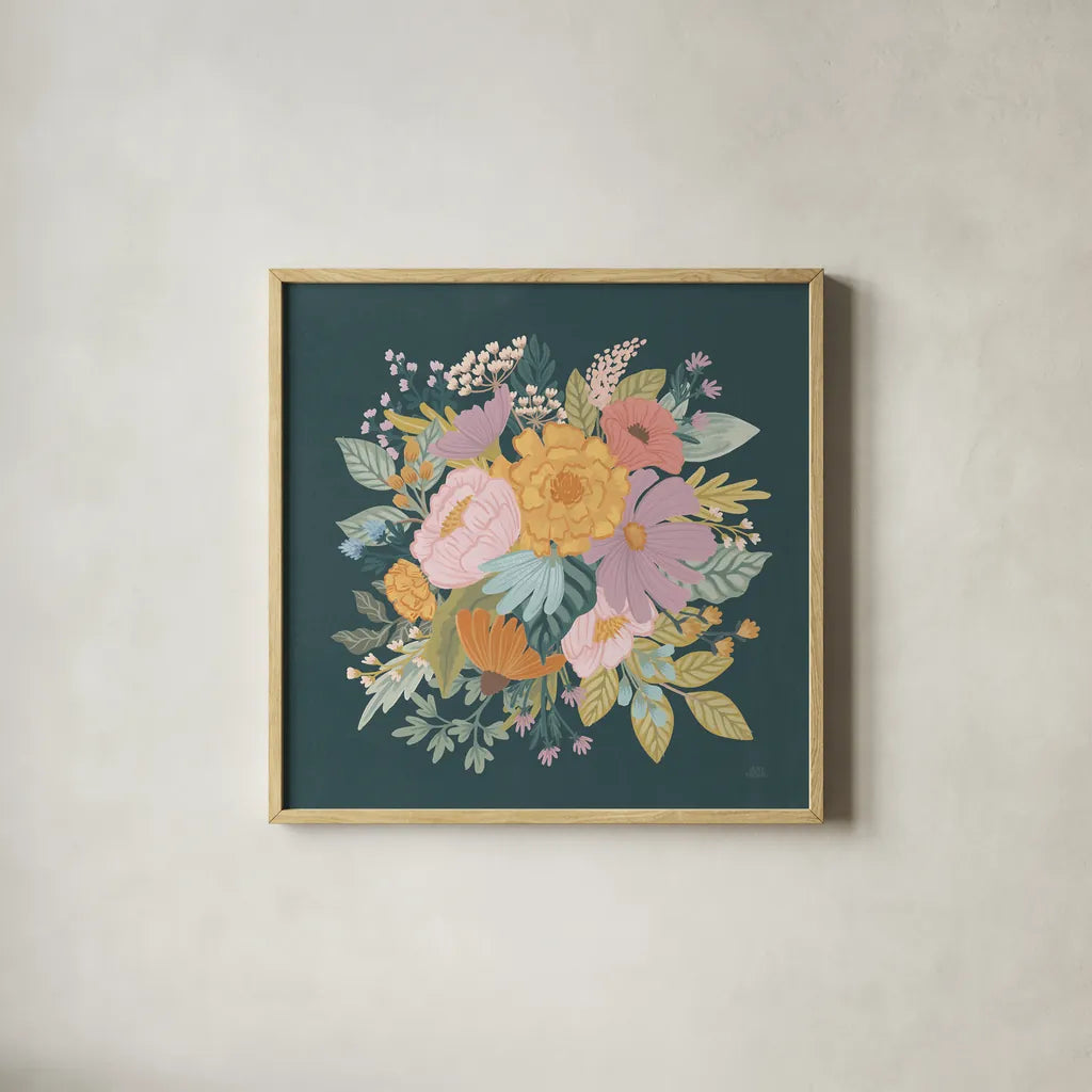 September Sweetness VI by Laura Marshall. Shown in a natural wood glass frame for a timeless modern aesthetic. Available as an archival giclee rolled canvas, fine art paper, or poster print. SKU 69614a.