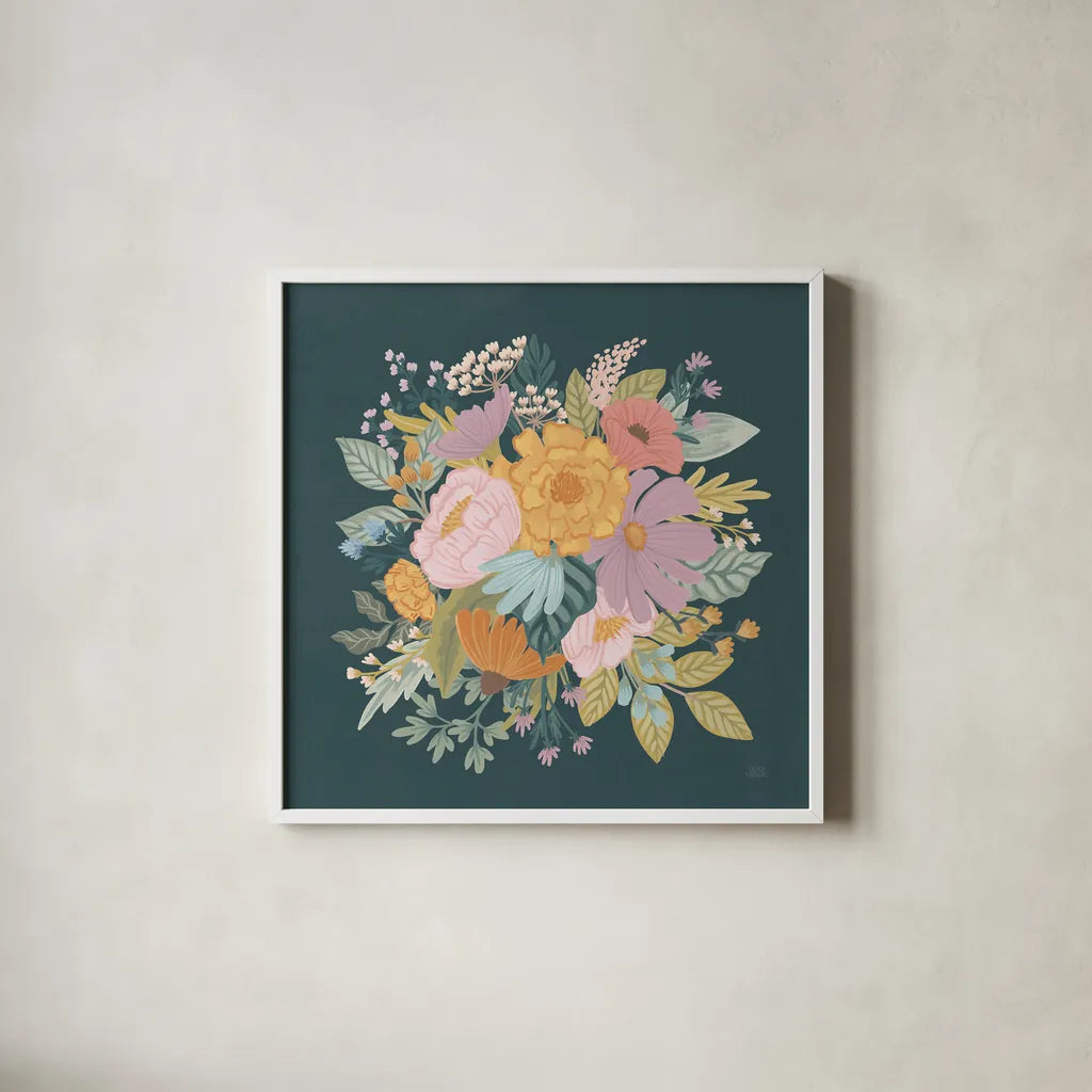September Sweetness VI by Laura Marshall. Shown in a crisp white glass frame for a clean and minimalist style. Available as an archival giclee rolled canvas, fine art paper, or poster print. SKU 69614a.