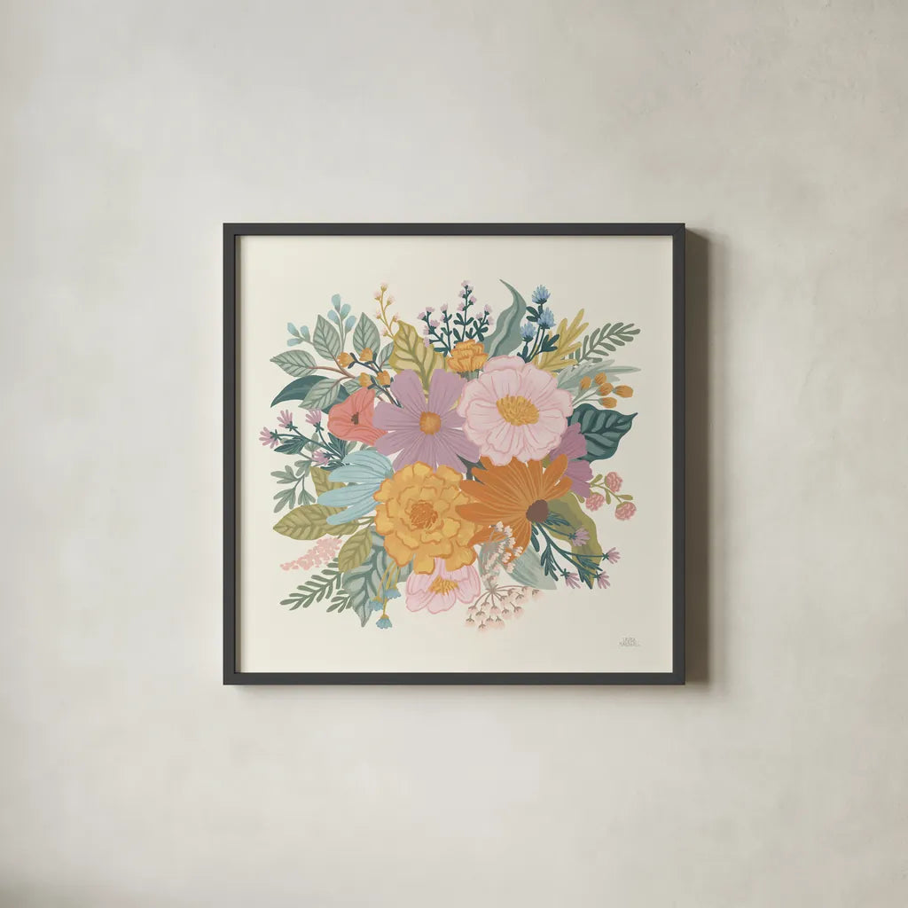 September Sweetness VII by Laura Marshall. Shown in a sleek black glass frame for a contemporary gallery look. Available as an archival giclee rolled canvas, fine art paper, or poster print. SKU 69615a.
