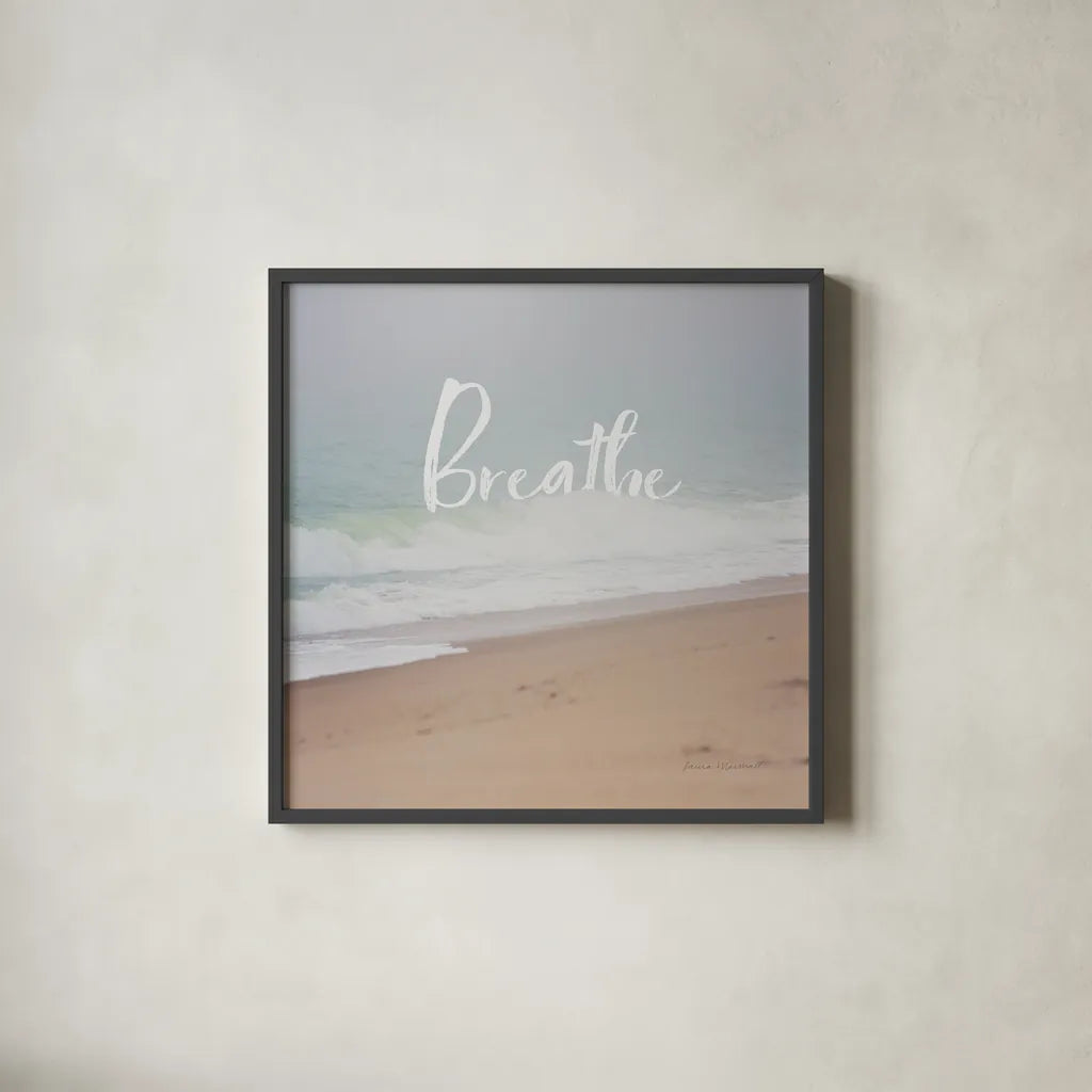 Serene Sea I by Laura Marshall. Shown in a sleek black glass frame for a contemporary gallery look. Available as an archival giclee rolled canvas, fine art paper, or poster print. SKU 39639a.