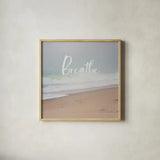 Serene Sea I by Laura Marshall. Shown in a natural wood glass frame for a timeless modern aesthetic. Available as an archival giclee rolled canvas, fine art paper, or poster print. SKU 39639a.