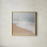 Serene Sea II by Laura Marshall. Shown in a natural wood glass frame for a timeless modern aesthetic. Available as an archival giclee rolled canvas, fine art paper, or poster print. SKU 39640a.