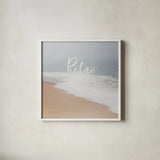 Serene Sea II by Laura Marshall. Shown in a crisp white glass frame for a clean and minimalist style. Available as an archival giclee rolled canvas, fine art paper, or poster print. SKU 39640a.