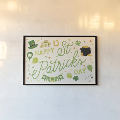 Shamrock Wishes I Light by Laura Marshall. shown as a paper print in a black flame. Available as a archival giclee rolled canvas, fine art paper, or poster print. SKU 83888i.