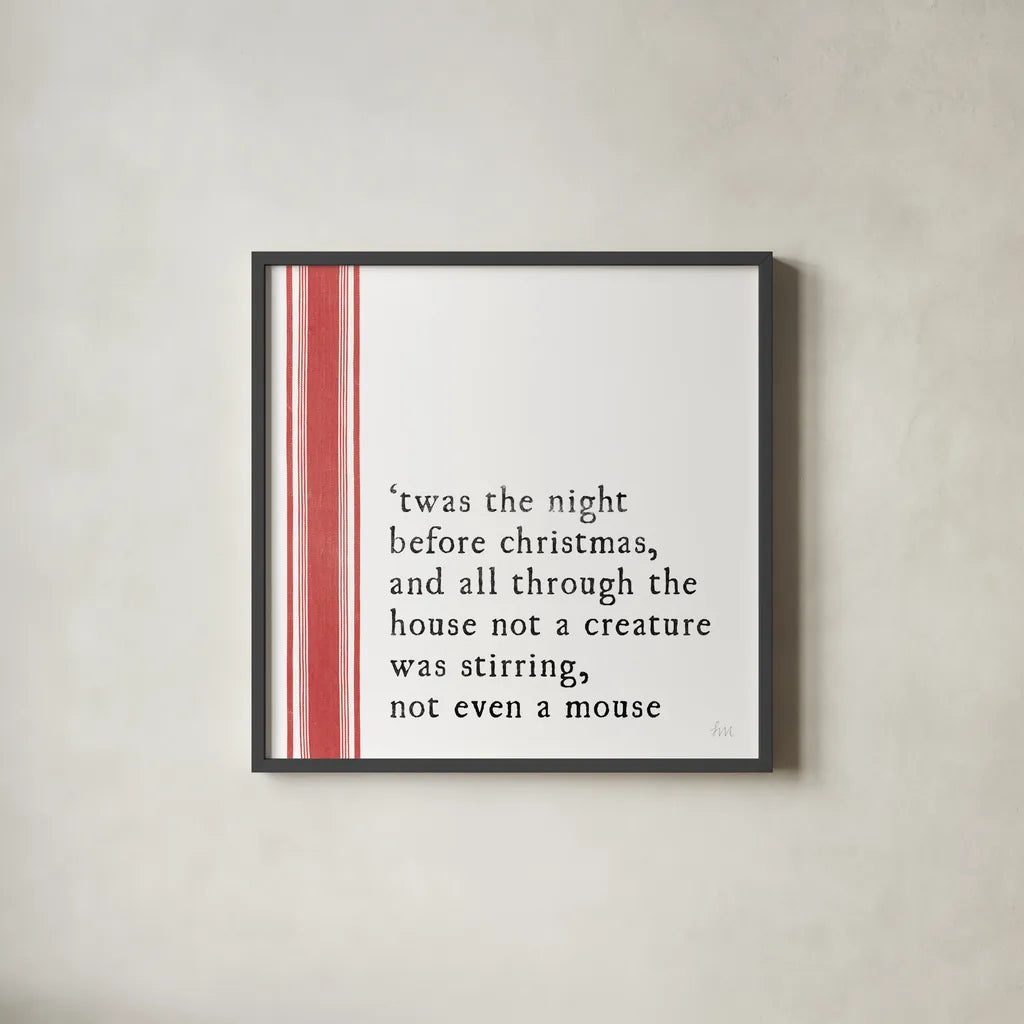 Simple Christmas I by Laura Marshall. Shown in a sleek black glass frame for a contemporary gallery look. Available as an archival giclee rolled canvas, fine art paper, or poster print. SKU 59893a.