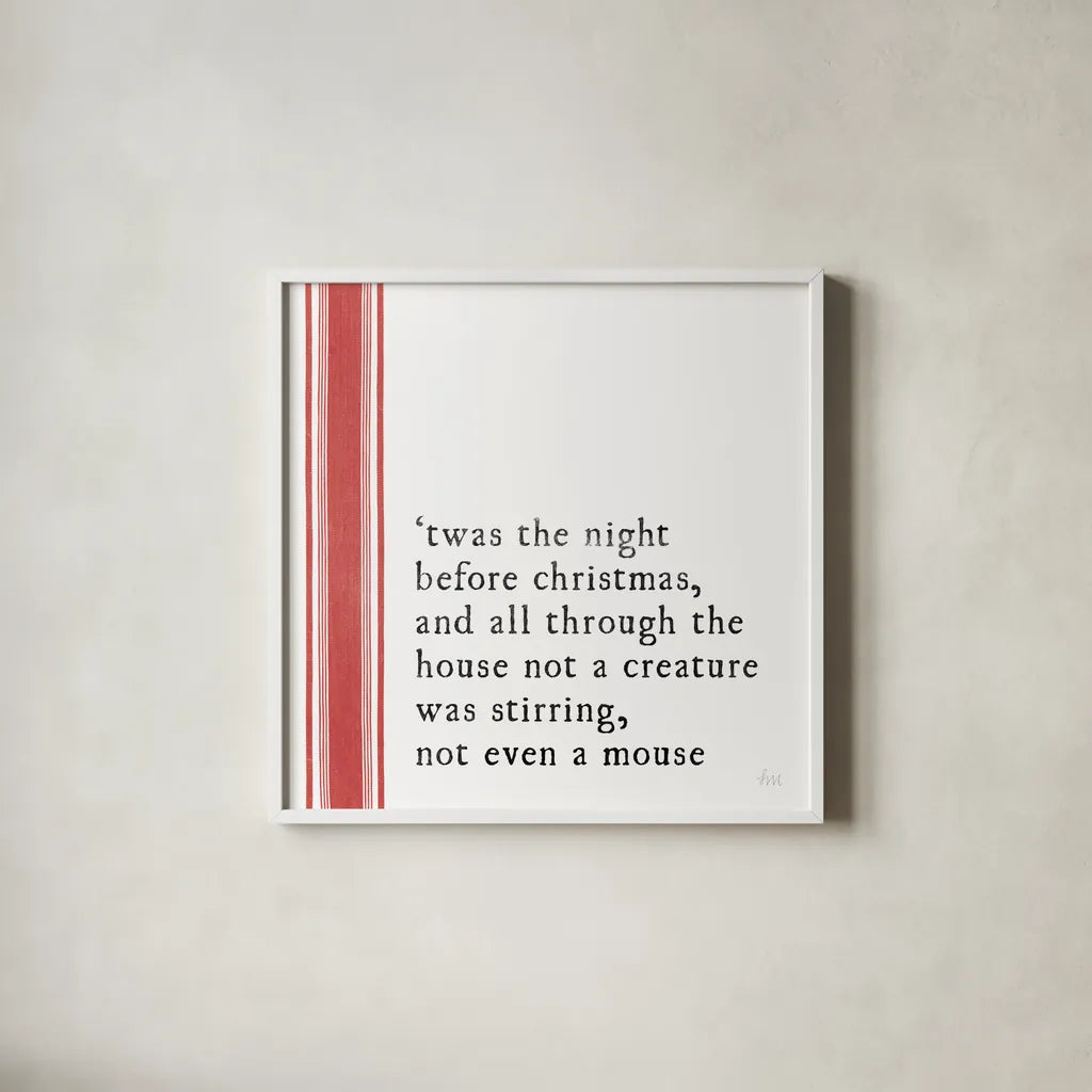 Simple Christmas I by Laura Marshall. Shown in a crisp white glass frame for a clean and minimalist style. Available as an archival giclee rolled canvas, fine art paper, or poster print. SKU 59893a.