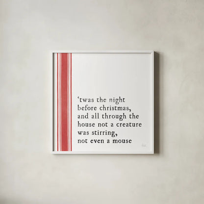 Simple Christmas I by Laura Marshall. Shown in a crisp white glass frame for a clean and minimalist style. Available as an archival giclee rolled canvas, fine art paper, or poster print. SKU 59893a.