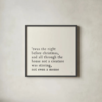 Simple Christmas I Cream by Laura Marshall. Shown in a sleek black glass frame for a contemporary gallery look. Available as an archival giclee rolled canvas, fine art paper, or poster print. SKU 60041a.