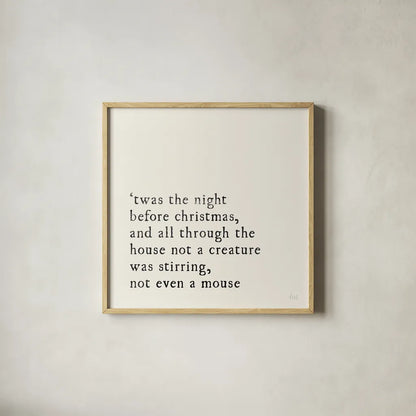 Simple Christmas I Cream by Laura Marshall. Shown in a natural wood glass frame for a timeless modern aesthetic. Available as an archival giclee rolled canvas, fine art paper, or poster print. SKU 60041a.